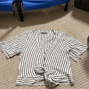 Abercrombie & Fitch Navy and White Striped Top